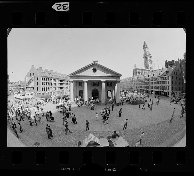 Quincy Market under construction, downtown Boston