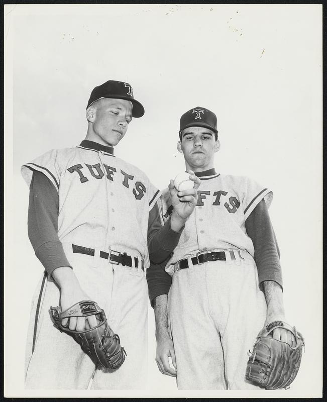 Tufts College pitchers Miles Nogelo (left) and Wally Wadman. Baseball.