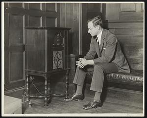 Hears Father's Speech from London. Charles Francis Adams, Jr., Harvard sophomore, listened yesterday when his father, secretary of the navy, broadcast over an international hook up from London.