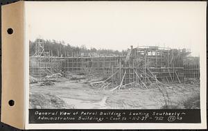 Contract No. 56, Administration Buildings, Main Dam, Belchertown, general view of patrol building, looking southerly, Belchertown, Mass., Nov. 2, 1937