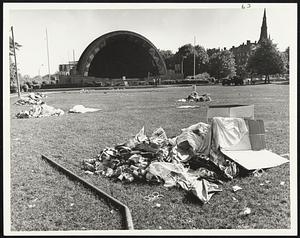 Piles of beer bottles two cans- from 'rock concert' Esplanade + Hatch Shell.