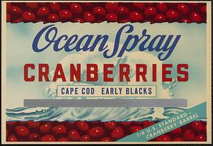 Ocean Spray Cranberries Cape Cod Early Blacks Quarter Barrel Box Label