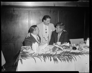 Sen. Powers, JFK & Sal Bartolo at Bartolo's E. Boston restaurant for a Columbus Day banquet