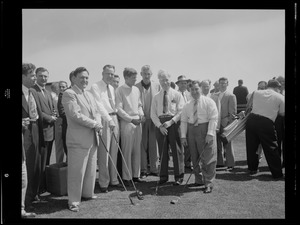 JFK on Hyannisport golf course as he entertained Mass. politicians