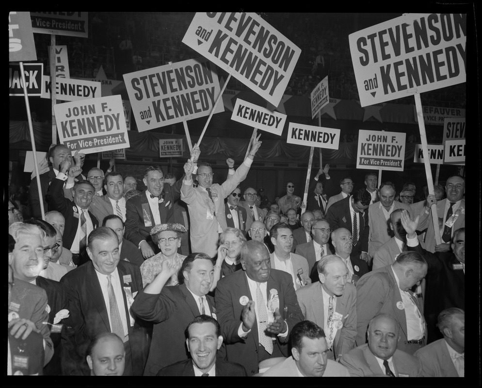 Massachusetts delegates during Democratic Convention floor action ...