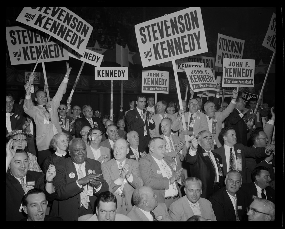 Massachusetts delegates during Democratic Convention floor action during V.P. nomination