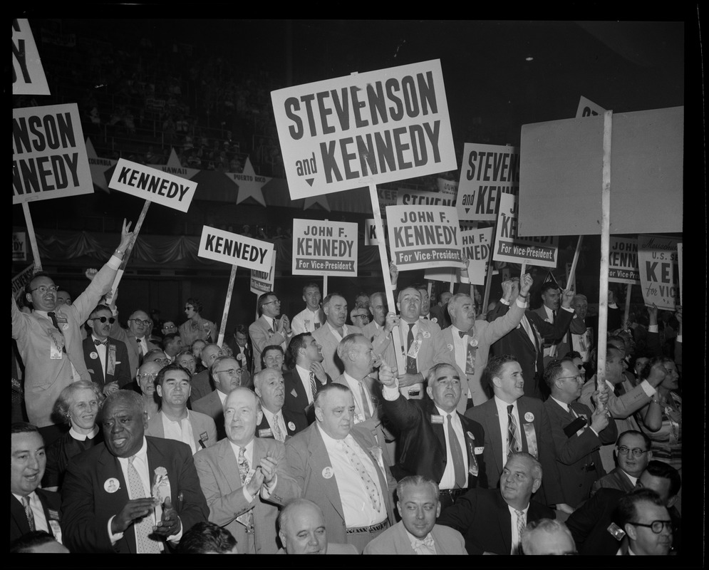 Massachusetts delegates during Democratic Convention floor action during V.P. nomination