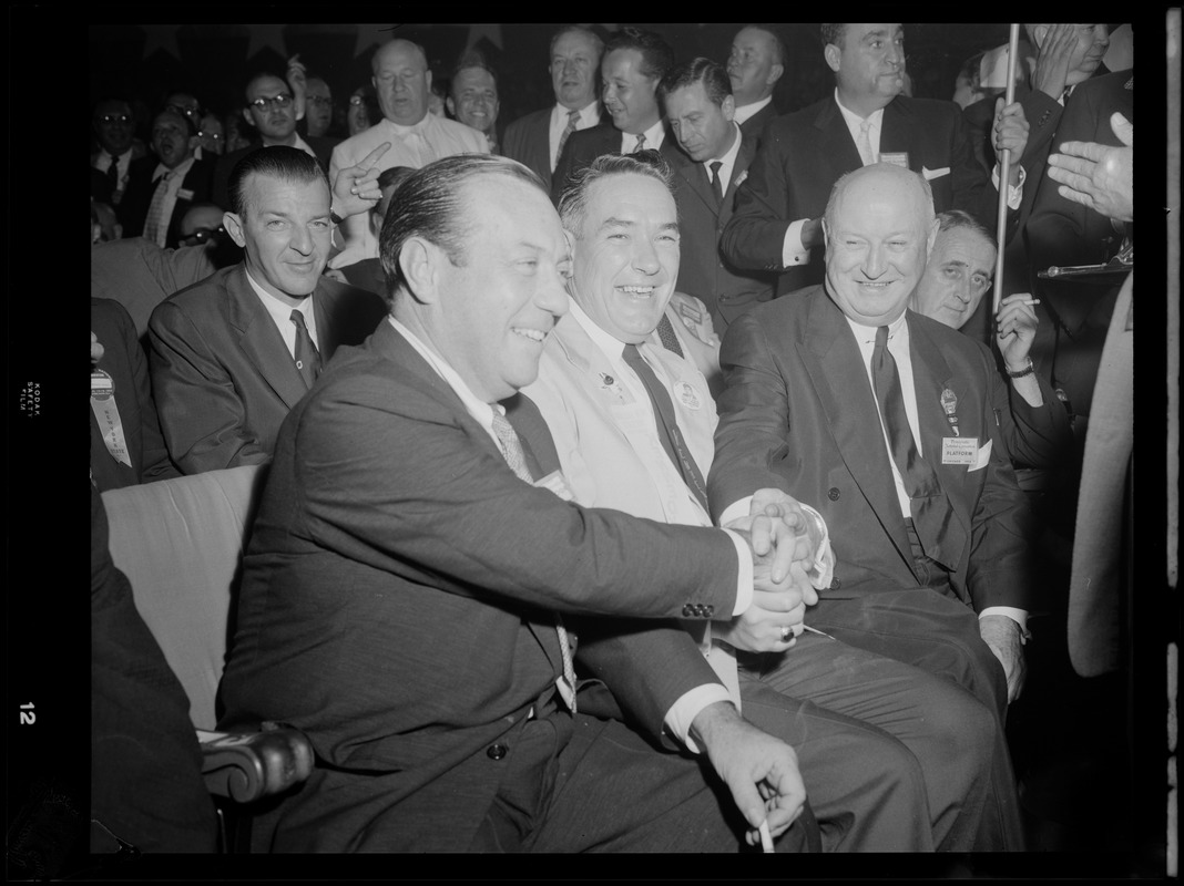 JFK supporters on convention floor in Chicago - Digital Commonwealth