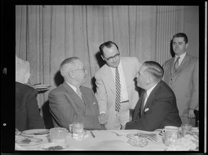 Truman shaking hands at Furcolo's University Club breakfast for Truman