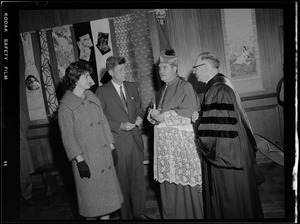 Sen. & Mrs. JFK with Cardinal Wright