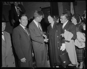 JFK on tour of E. Boston with Mario Umana (left) and Enrico Cappucci (right) introducing his wife