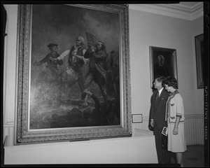 JFK & Jackie admire painting "Spirit of '76" in Marblehead