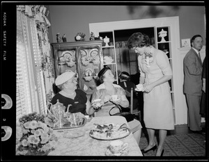 Jackie talks with women during campaign in New Bedford