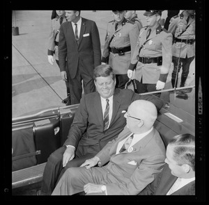 Pres. Kennedy with Howard Fitzpatrick at airport