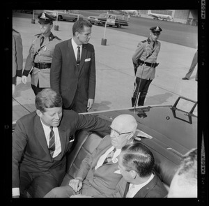 Pres. Kennedy with Howard Fitzpatrick at airport