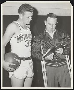 L to R Capt. Pat Cahill Coach Don Martin Boston College Basketball