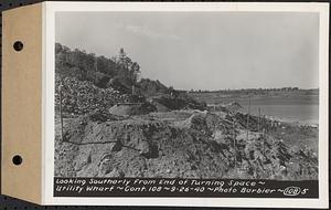 Contract No. 108, Utility Wharves, Quabbin Reservoir, Ware, looking southerly from end of turning space, Ware, Mass., Sep. 26, 1940