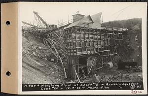 Contract No. 20, Coldbrook-Swift Tunnel, Barre, Hardwick, Greenwich, mixer and weighing plant at Shaft 12, Quabbin Aqueduct, Hardwick, Mass., Dec. 7, 1933