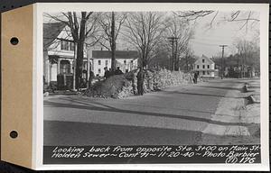 Contract No. 71, WPA Sewer Construction, Holden, looking back from opposite Sta. 3+00 on Main Street, Holden Sewer, Holden, Mass., Nov. 20, 1940