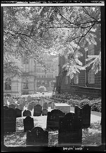 King's Chapel churchyard in summer, Boston