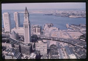 View of Boston from above, Custom House Tower in foreground