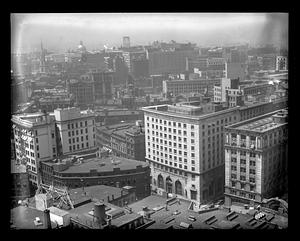 Bird's eye view from the top of the United Shoe Machinery Building toward State House