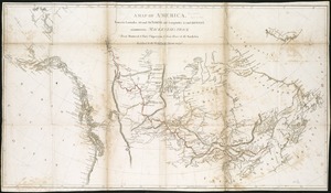 A map of America between latitudes 40 and 70 north and longitudes 45 and 180 west, exhibiting Mackenzie's track from Montreal to Fort Chipewyan & from thence to the north sea in 1789 & to the west Pacific Ocean in 1793