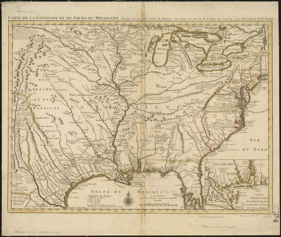 Carte de la Louisiane et du cours de Mississipi