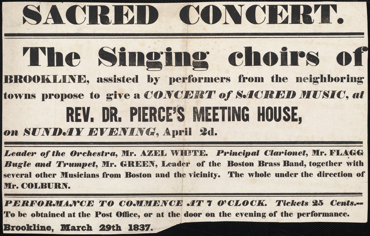 Poster for concert of sacred music
