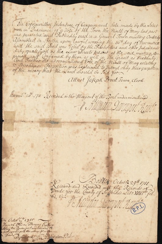 Memorandum of a vote by the town upon a deed