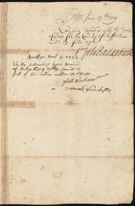 Mortgage deed from Phillip Tory to Josiah and Amoriah Winchester