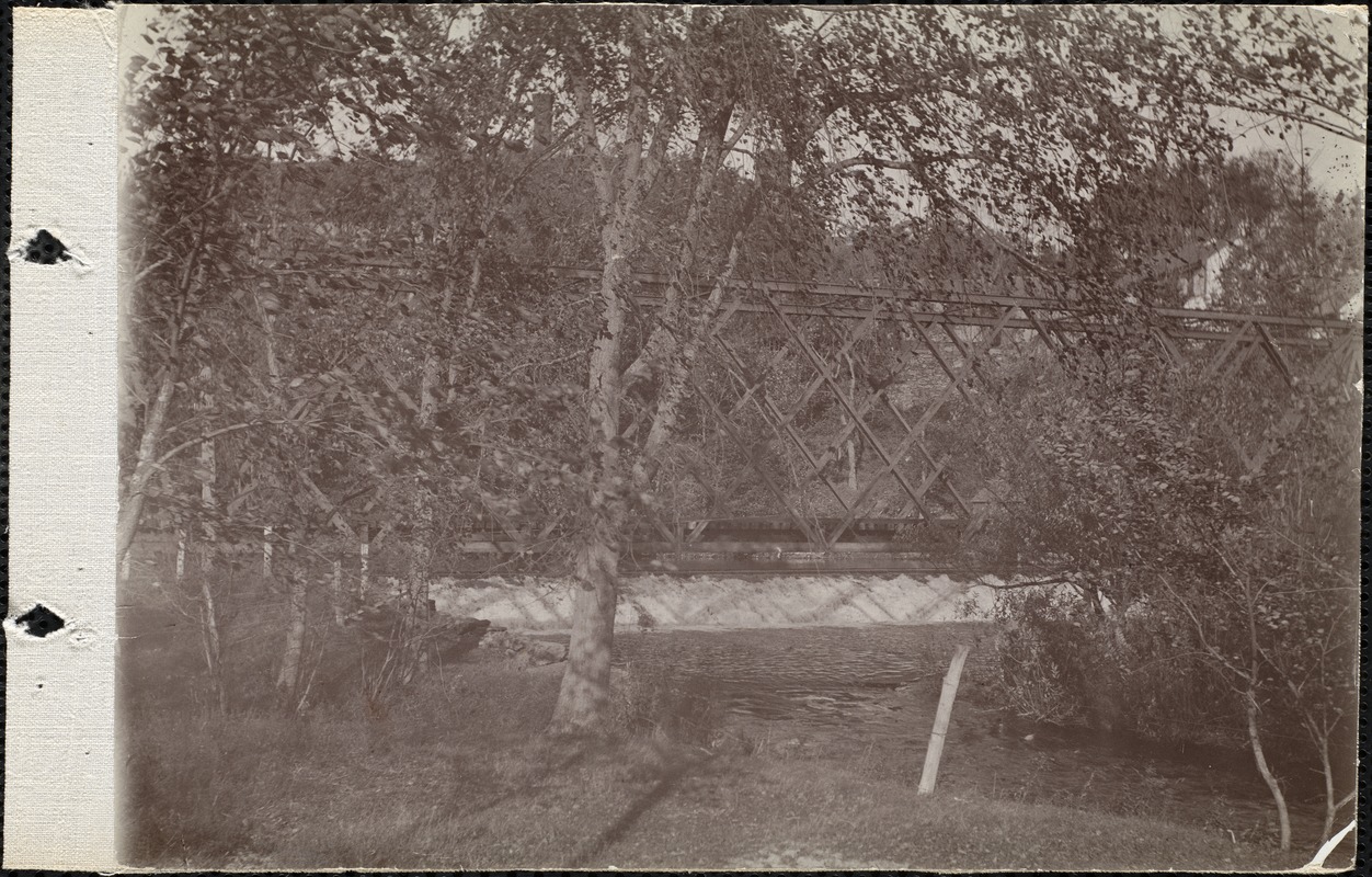 The Nashua River showing the trestle bridge of the Mass Central Railroad