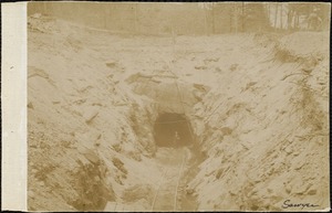 Probably the east end of the Portal of the tunnel of the Mass Central Railroad where it was redirected after the reservoir