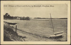 Glimpse of beach and harbor by moonlight. Hingham, Mass.