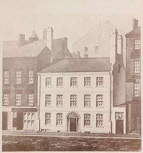 Parsonage of Brattle Street Church on site of present Scollay Building - Court Street