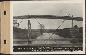 Ware River, Ware Mills, Otis Co., head of pond, looking downstream from bridge on back road to Ware, Gilbertville, Hardwick, Mass., 3:25 PM, Oct. 20, 1932