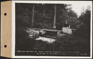 Beaver Brook at weir below Pepper's mill pond dam, Ware, Mass., 9:15 AM, Jul. 3, 1936