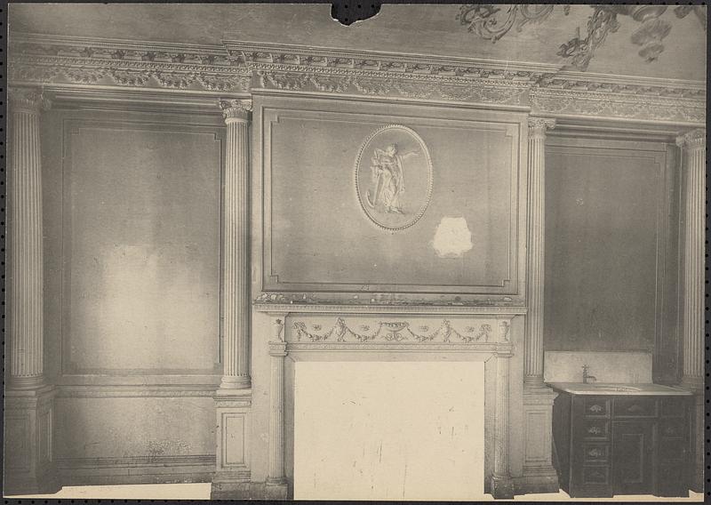 Unidentified interior, fireplace