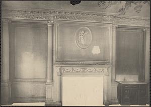 Unidentified interior, fireplace