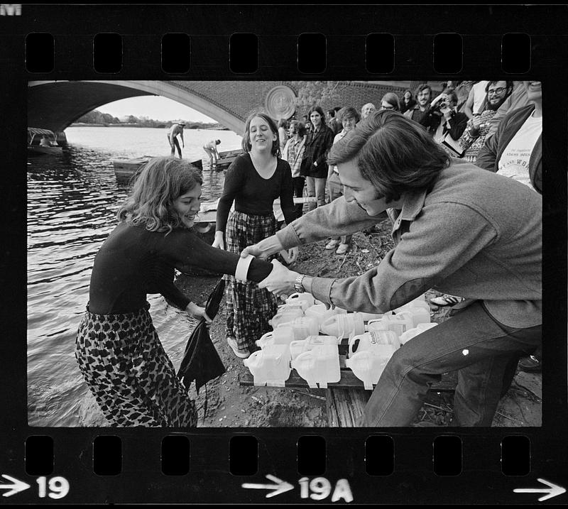 Harvard raft race on Charles River, Cambridge