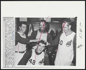 Smiles for a Strikeout Artist--Sam McDowell was all smiles in the Cleveland dressing room tonight after striking out 14 and pitching the Indians to a 3-2 victory over the Chicago White Sox. The 14 was a one-game high in the major leagues this season. Behind McDowell (from left) are Larry Brown, Leon Wagner and Max Alvis. All three hit homers to back up McDowell, a 21-year-old southpaw who was brought back from the minor leagues Saturday after winning eight straight for Portland.