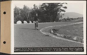 Contract No. 56, Administration Buildings, Main Dam, Belchertown, plugged catch basin, looking easterly towards access road to dam, Belchertown, Mass., Sep. 29, 1938