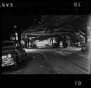 Elevated train tracks, Washington Street, Boston, Massachusetts