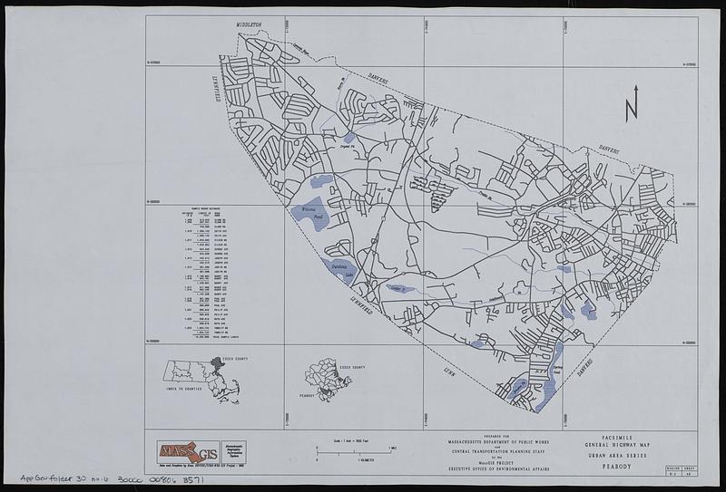 Facsimile general highway map urban area series Peabody