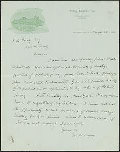 Letter from William Wirt Henry, Southern Pines, N.C., to Darwin C. Pavey, Boston, Mass.1900 March 20