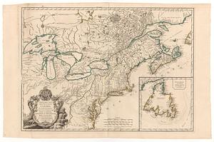 Carte des pays connus sous le nom de Canada dans laquelle sont distinguées les possessions françoises, & angl'