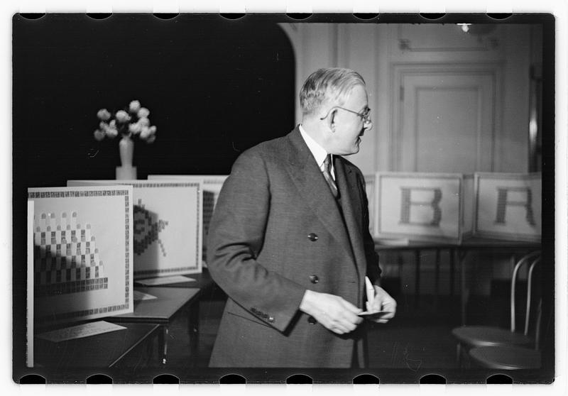 Ernest D. Chase pres., birthday card of stamps