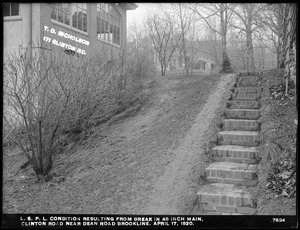 Distribution Department, Low Service Pipe Lines, condition resulting from break in 48-inch main, Clinton Road near Dean Road, Brookline, Mass., Apr. 17, 1920