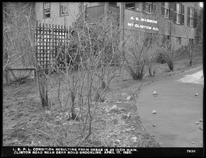 Distribution Department, Low Service Pipe Lines, condition resulting from break in 48-inch main, Clinton Road near Dean Road, Brookline, Mass., Apr. 17, 1920