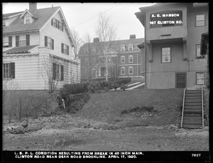 Distribution Department, Low Service Pipe Lines, condition resulting from break in 48-inch main, Clinton Road near Dean Road, Brookline, Mass., Apr. 17, 1920